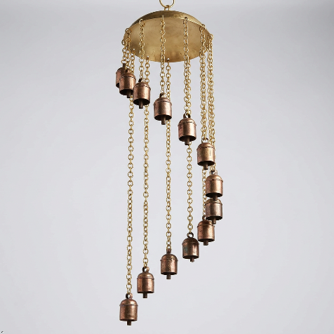 Handcrafted Metallic Garden Chandelier Brass Finish Hanging Wind Chime Jhumar 1